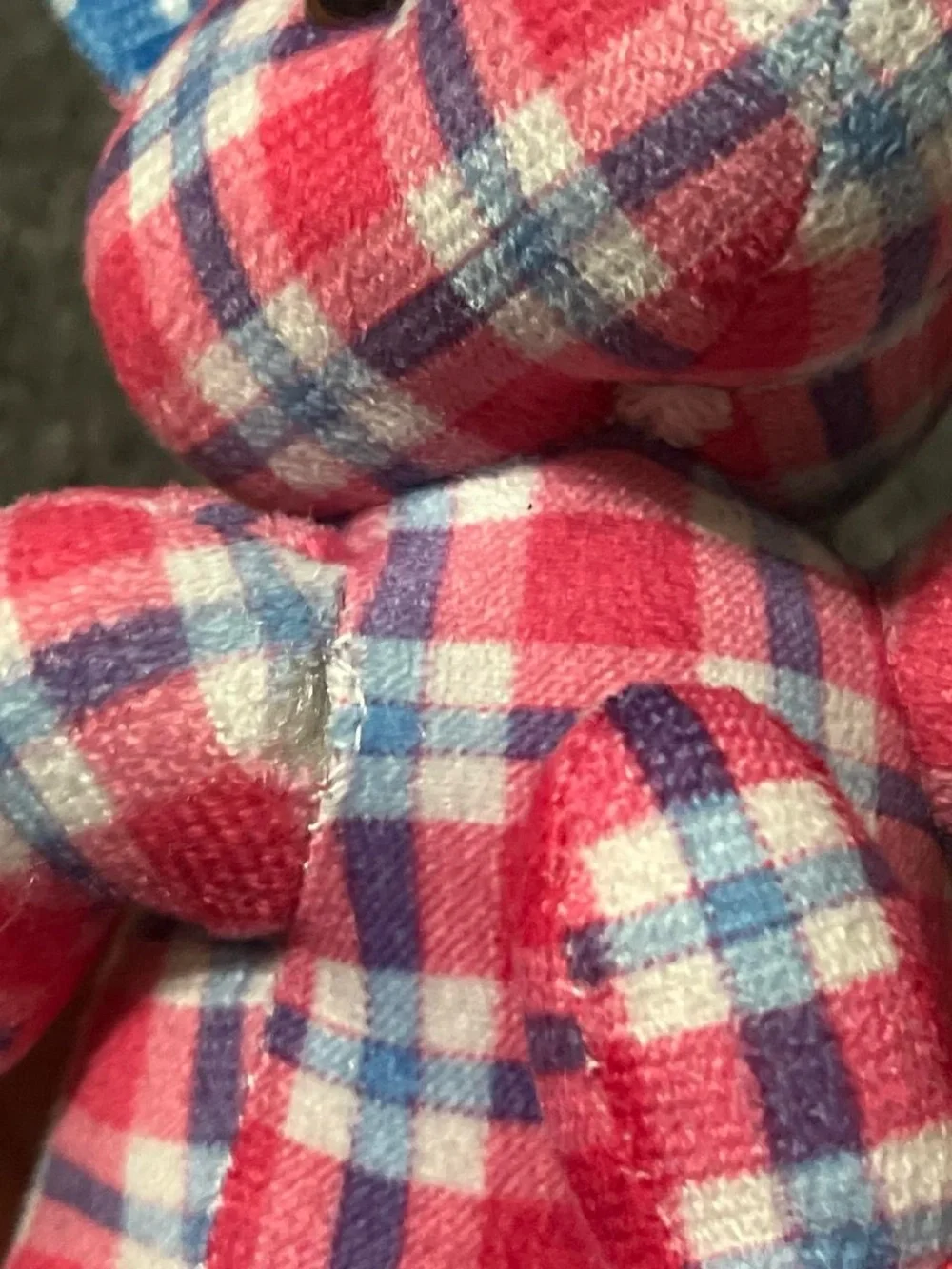 Pink and Blue Plaid Plush Kangaroo